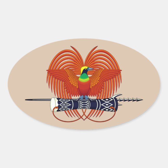 Adesivo Oval Emblema Nacional Papua-Nova Guiné (Frente)