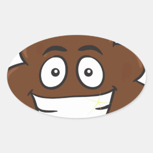 Adesivo Oval emoji de cocô engraçado