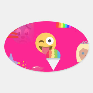 Adesivo Oval emoji rosa quente
