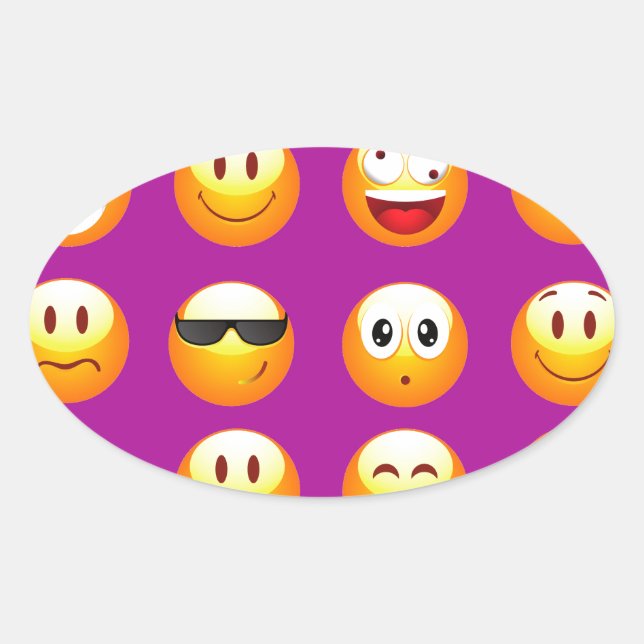 Adesivo Oval emojis roxos (Frente)