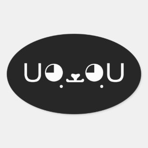 Adesivo Oval Emoticon bonito de Kaomoji do japonês do cão de