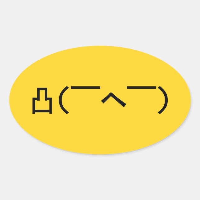 Adesivo Oval Emoticon Japonês, Dedo Médio Irritado, Kaomoji (Frente)