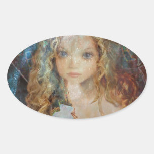 Adesivo Oval Encanto - anjo feericamente com bênçãos