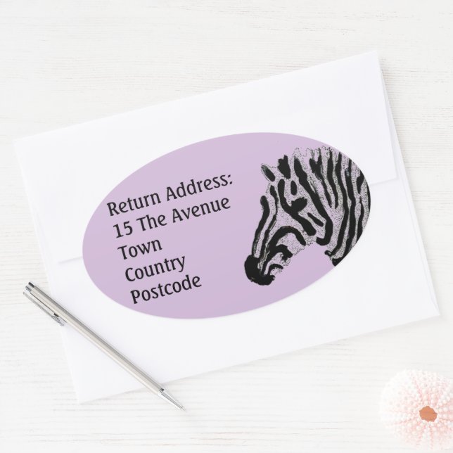 Adesivo Oval Endereço de devolução de cor personalizada para im (Envelope)