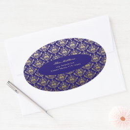 Adesivo Oval Endereço de devolução do Dourado Padrão Violet Pur