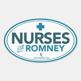Adesivo Oval Enfermeiras para Mitt Romney 2012 (etiqueta oval)