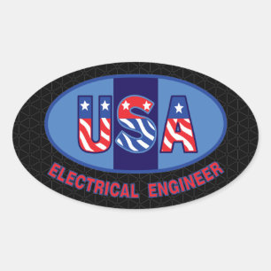 Adesivo Oval Engenheiro elétrico patriótico