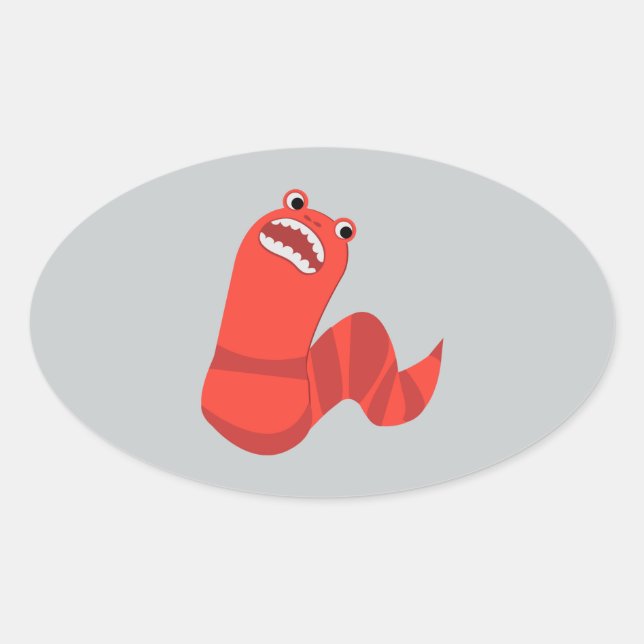 Adesivo Oval Engraçado Cartoon Mongol Death Worm (Frente)