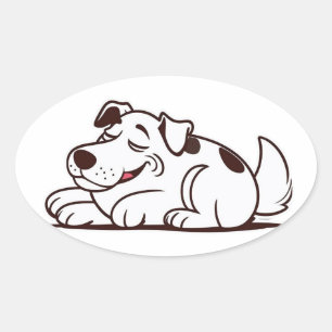 Adesivo Oval Engraçado Design de Cachorro Preguiçoso