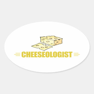 Adesivo Oval Engraçado Eu Amo Queijo