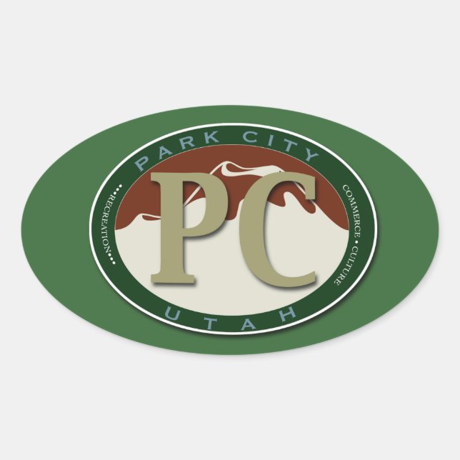 Adesivo Oval Engrenagem bonita do medalhão de Park City (Frente)