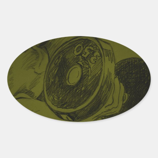 Adesivo Oval Esboço do Lápis de Malhação de Construção do Corpo (Frente)