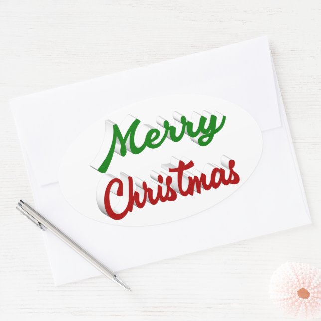 Adesivo Oval Escrita Feliz de Natal (Envelope)