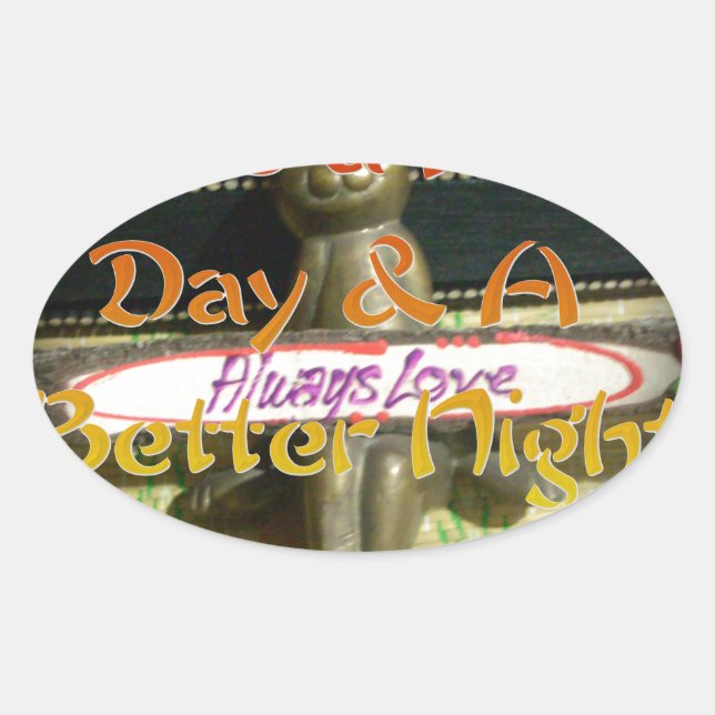 Adesivo Oval Escultura do coelho de bronze com citações inspira (Frente)