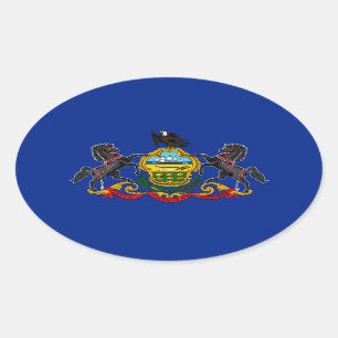 Adesivo Oval Estado da Pensilvânia Flag Design