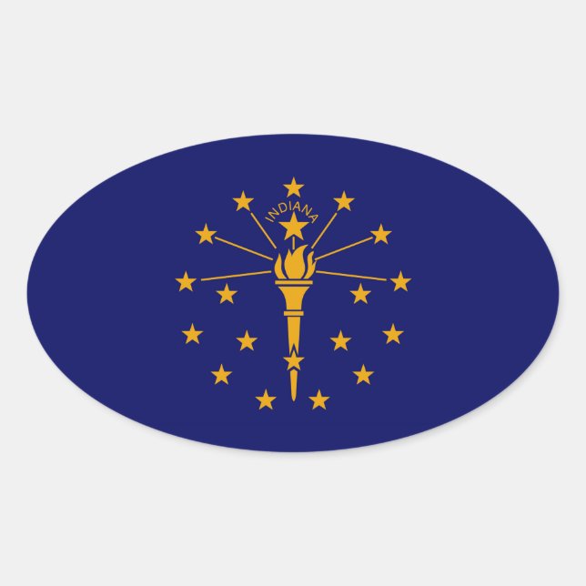 Adesivo Oval Estado de Indiana Flag Design (Frente)