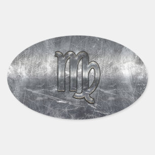 Adesivo Oval Estilo afligido Grunge do sinal do zodíaco do