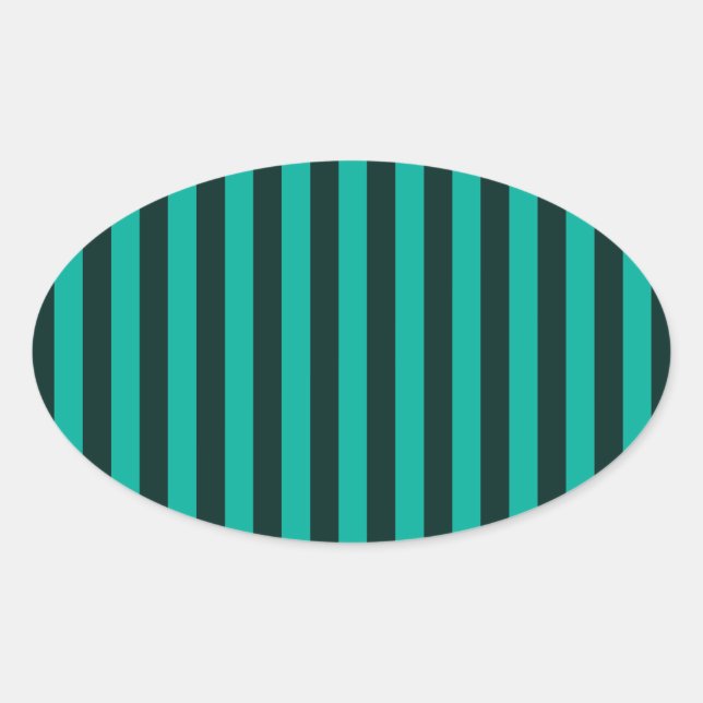 Adesivo Oval Estilo de Estilos Verticais Turquesa (Frente)