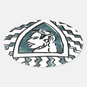 Adesivo Oval Estilo de Triângulo Azul de Hakuna Matata.png