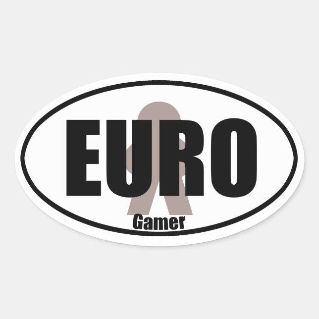 Adesivo Oval Estilo Decenal do Tabletop Engraçado Euro Gamer (Frente)