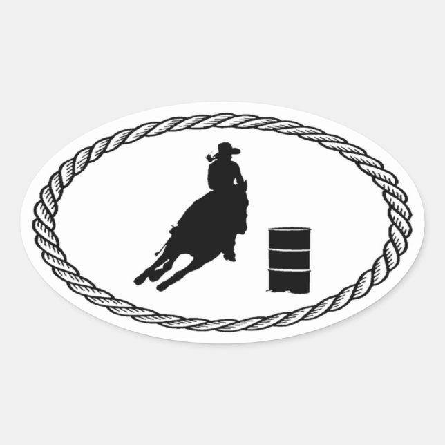 Adesivo Oval Estilo Euro de Corrida de Barrel (Frente)