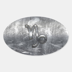 Adesivo Oval Estilo industrial do símbolo do zodíaco do