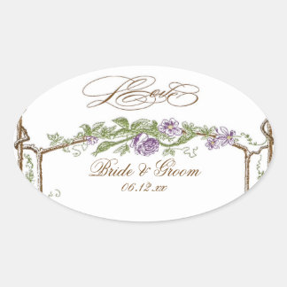 Adesivo Oval Estilo Letterpress Vintage Faux Bois Trellis Puro