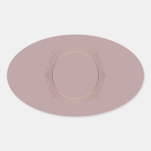 Adesivo Oval Estiloso Modelo Branco Rosa Dourado Adicione Seu T