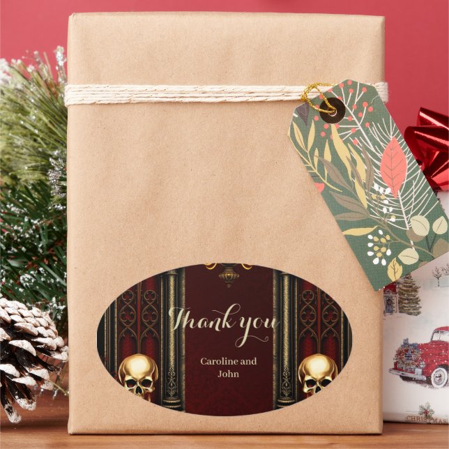 Adesivo Oval Estrada Gótica com Crânios (Feriado)