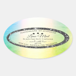 Adesivo Oval Estrelas de relva reluzente Rótulos de Produto Ama