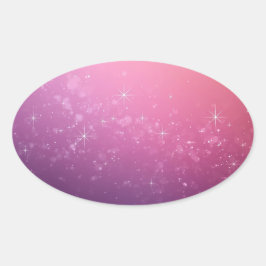 Adesivo Oval Estrelas No Espaço Cor-de-Rosa