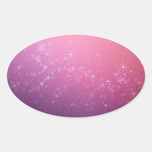 Adesivo Oval Estrelas No Espaço Cor-de-Rosa (Frente)