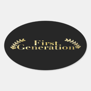 Adesivo Oval Estudante Dourado de primeira geração com folhagem