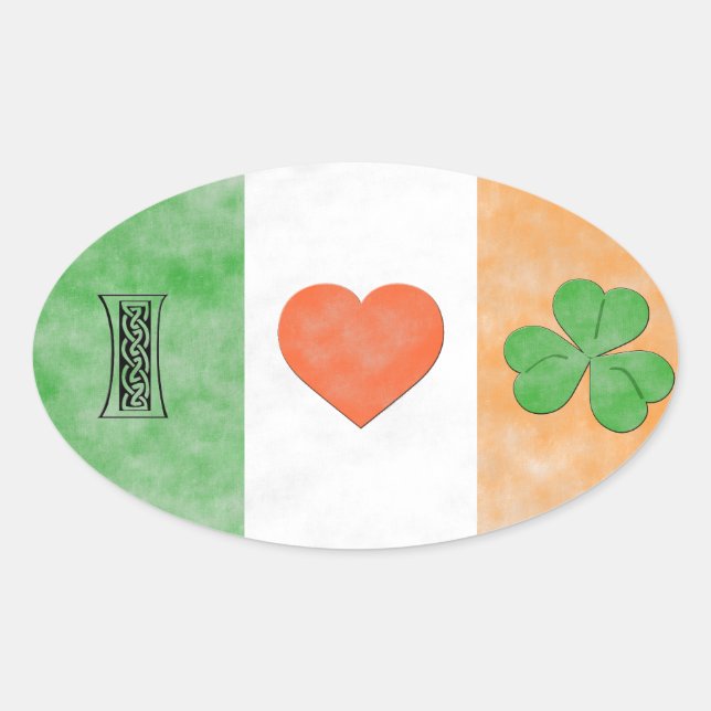 Adesivo Oval Eu amo a Irlanda (Frente)