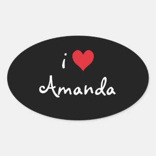 Adesivo Oval Eu amo Amanda