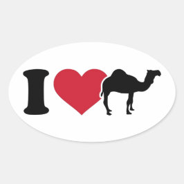 Adesivo Oval Eu Amo Camelos