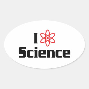 Adesivo Oval Eu Amo Ciência do Coração - Cientista de Física Nu