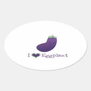 Adesivo Oval Eu amo EggPlant