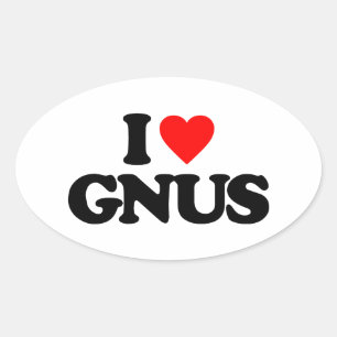 ADESIVO OVAL EU AMO GNUS