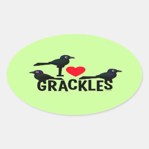 Adesivo Oval Eu amo Grackles