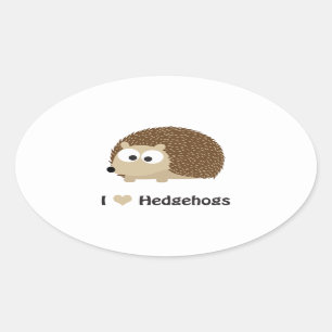 Adesivo Oval Eu amo Hedgehogs