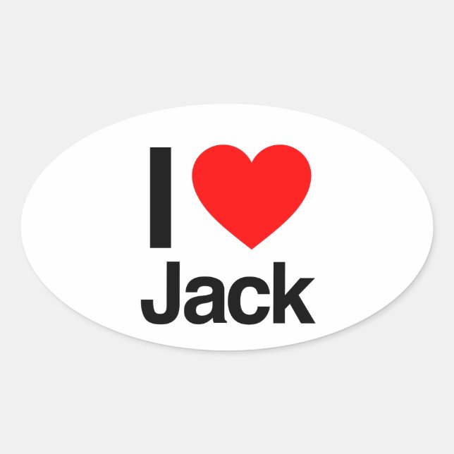 Adesivo Oval eu amo jack (Frente)