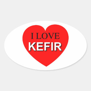 Adesivo Oval Eu Amo Kefir