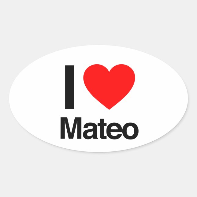Adesivo Oval eu amo mateo (Frente)
