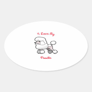Adesivo Oval Eu Amo Meu Poodle