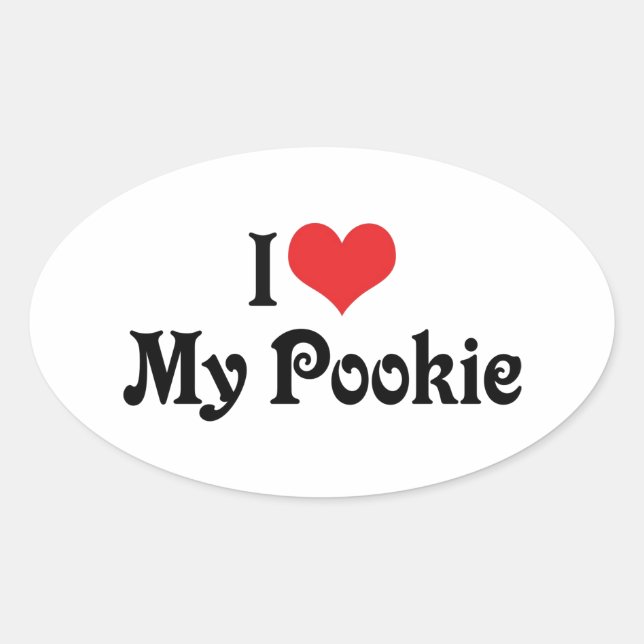Adesivo Oval Eu Amo Meu Pookie (Frente)