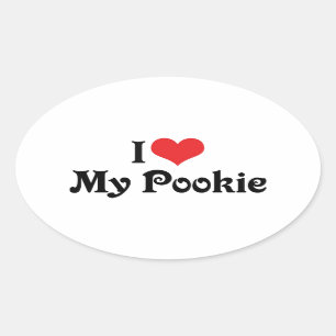 Adesivo Oval Eu Amo Meu Pookie
