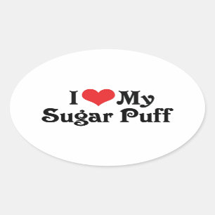 Adesivo Oval Eu Amo Meu Sugar Puff