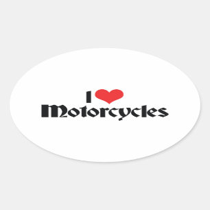Adesivo Oval Eu Amo Motocicletas Heart