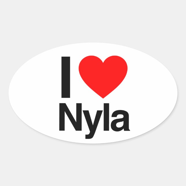 Adesivo Oval eu amo nyla (Frente)